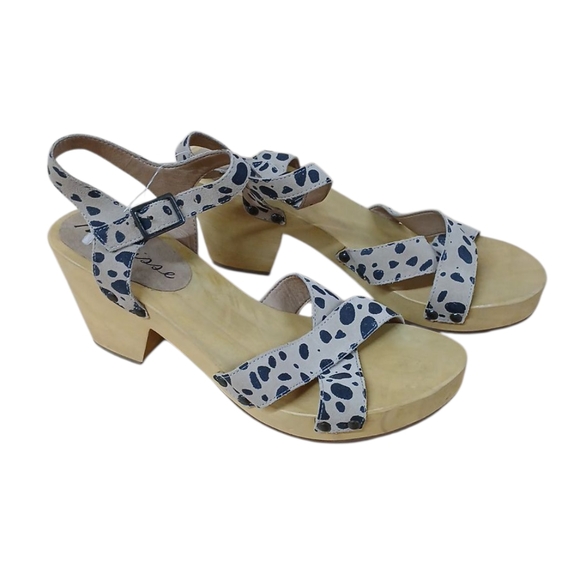 Matisse NWOT Animal Print Jump In Wooden Clog Heels Size 10 - Picture 1 of 9